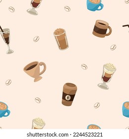 coffee drinks products pattern background