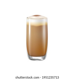 Coffee drinks realistic composition with transparent glass with coffee vector illustration