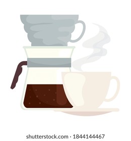 Kaffeetropp und Tasse Design von Drink Coffein Frühstück und Getränke Thema Vektorgrafik