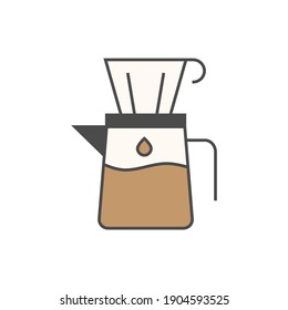 coffee drip glass icon in color icon, isolated on white background 