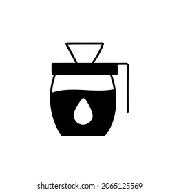 coffee drip glass icon  in solid black flat shape glyph icon, isolated on white background 