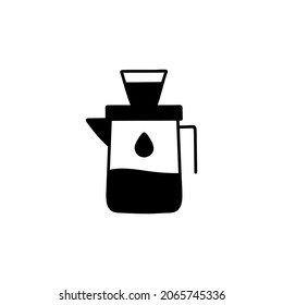 coffee drip glass icon  in solid black flat shape glyph icon, isolated on white background 