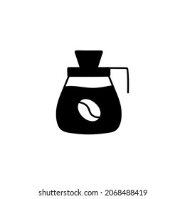 coffee drip glass icon  in solid black flat shape glyph icon, isolated on white background 