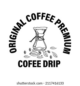 coffee drip hand drawn design vector