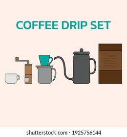 Coffee Drip Set Illustation Vector