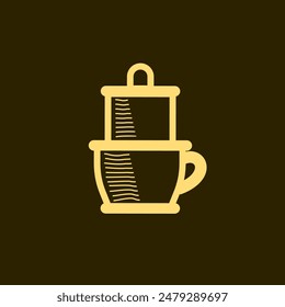 coffee drip simple icon design . coffee dripper vector temmplate . v60 vietnam coffee icon . coffee cup icon design template . manual brew