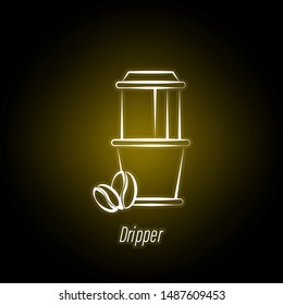 coffee dripper hand draw neon icon. Element of coffee illustration icon. Signs and symbols can be used for web, logo, mobile app, UI, UX