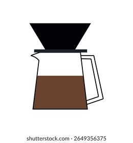 Gotejador de café sobre fundo branco. Ilustração de vetor plano. Desenho para têxteis, cartazes, etiquetas.