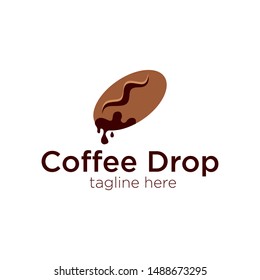 Coffee drop logo design. White isolated background. Minimalistic logo design. Creative logo. Beautiful and simple element