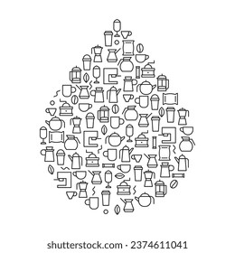 Silueta de café con estilo minimalista creativo. Arte concepto moderno para branding cafe, tienda. Composición decorativa a partir de elementos de línea simples. Ilustración vectorial geométrica.