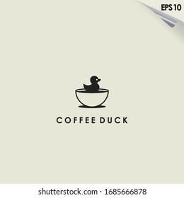Coffee Of Duck Logo Design. Duck Logo Template. Modern Design. Flat Logo. Vector Illustration