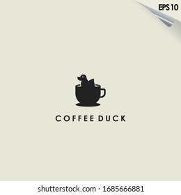 Coffee Of Duck Logo Design. Duck Logo Template. Modern Design. Flat Logo. Vector Illustration