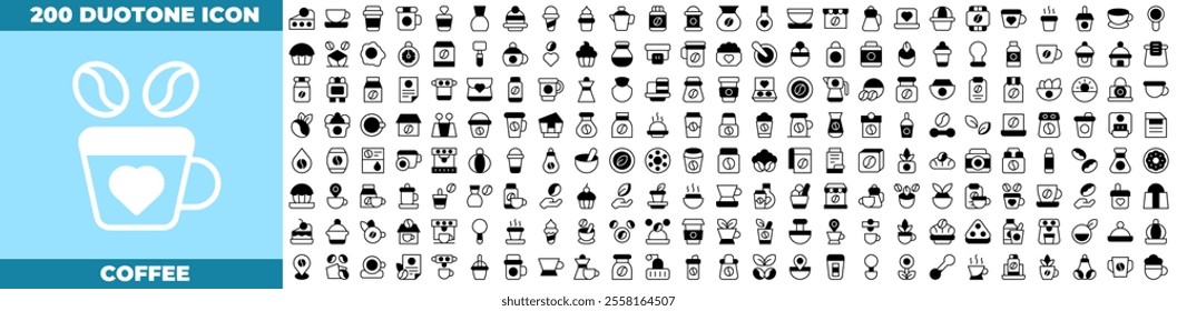 Coffee Duotone Editable Icons set. Vector illustration in modern thin duotone style of coffee icons: coffee, mug, hot, etc