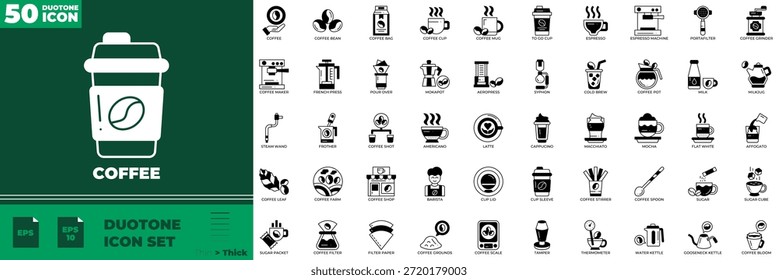 Conjunto de iconos editables de Duotone de café