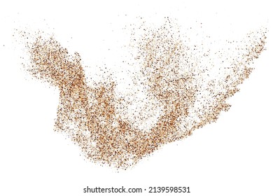 Kaffeefarbige Körner-Textur einzeln auf weißem Hintergrund. Schokoladenhaube Confetti. braune Partikel. Digitales Bild. Vektorgrafik, EPS10.