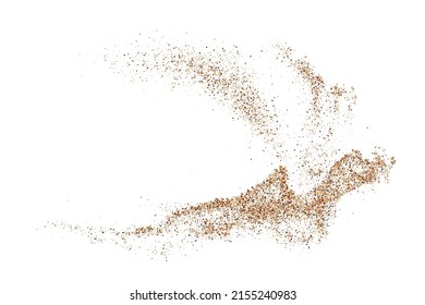 Textura de grano de color café aislada en fondo blanco. Chocolate Shades Confetti. Partículas marrones. Imagen Generada Digitalmente. Ilustración vectorial, EPS 10.
