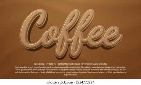 Coffee editable text effect template with 3d style use for logo and business brand