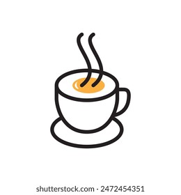 coffee eggs health combination line logo design vector