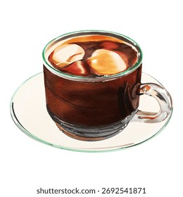 Café Einspanner Café Latte Bebida Postre Ilustración Vector