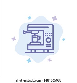 Coffee, Electric, Home, Machine Blue Icon on Abstract Cloud Background. Vector Icon Template background