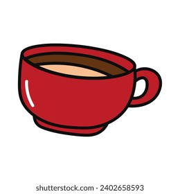 El café es un colorido conjunto de alimentos. Esta imagen muestra una taza de café humeante, que evoca calidez y confort, lo que la convierte en una representación ideal del placer de los amantes del café. Ilustración vectorial.