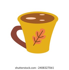 Coffee element of colorful set. This illustration features a meticulously designed cup of hot brew against a white background, embodying the essence of favorite morning ritual. Vector illustration.