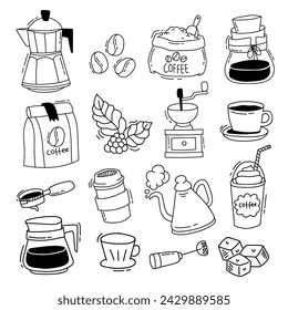 Coffee element doodle set illustration