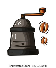 Coffee element, hand drawn sketch of drink for cafe menu, restaurant posters, banners or postcards. Vector