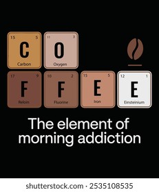  "Coffee - The Element of Morning Addiction" T-Shirt Design