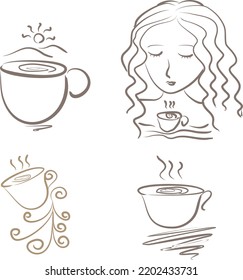 coffee element morning vector line art