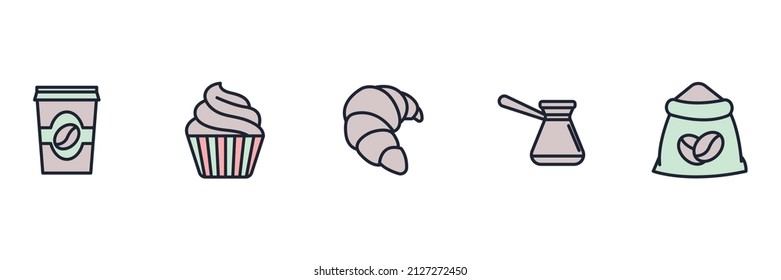 Coffee elements set icon symbol template for graphic and web design collection logo vector illustration