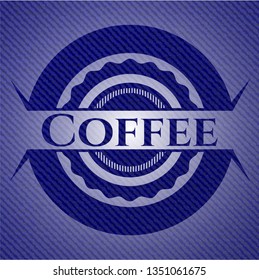 Coffee emblem with denim texture