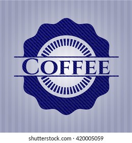 Coffee emblem with jean texture