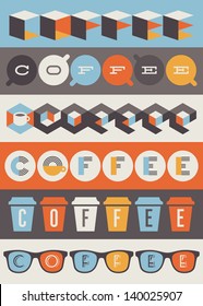 Coffee emblems and labels. Set of design elements