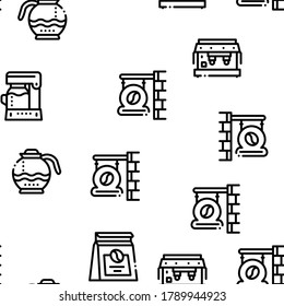Coffee Energy Drink Seamless Pattern Vector Thin Line. Illustrations