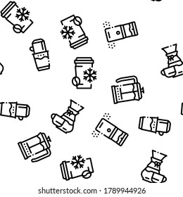 Coffee Energy Drink Seamless Pattern Vector Thin Line. Illustrations