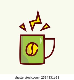 Coffee Energy Icon Design in Color Style