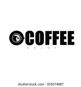 coffee enjoy sign vector in black color