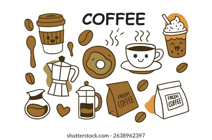 Coffee equipment illustration, Vector file