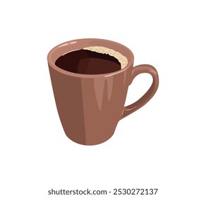 Coffee espresso or americano in brown cup. Vector cartoon illustration.