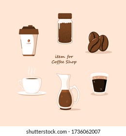 coffee espresso cup flat vector with glass