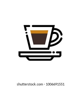 Coffee espresso cup line art illustration. Line icon- cup