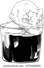 coffee espresso with ice cream affogato illustration