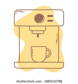 Kaffeespresso-Maschine und Tasse-Icon-Linie und füllen Vektorgrafik