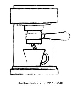 coffee espresso machine front view monochrome blurred silhouette vector illustration