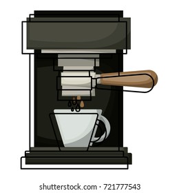 coffee espresso machine front view colorful watercolor silhouette vector illustration