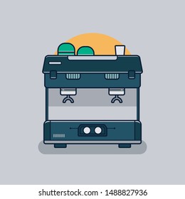 Coffee espresso machine with isolated background flat and clean outline vector style ready to use.