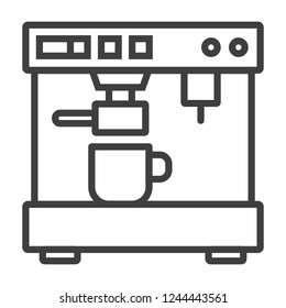 Coffee Espresso Machine Minimalistic Flat Line Outline Stroke Icon.