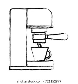 coffee espresso machine side view monochrome blurred silhouette vector illustration
