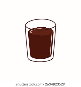 Coffee espresso shot, in a glass cup vector hand drawn illustration in a flat style isolated on a white background